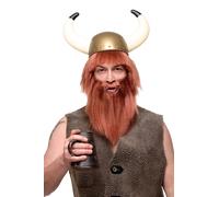Perruque & Barbe Masculine Carnaval Viking Barbare Rouille Rouge RJ007