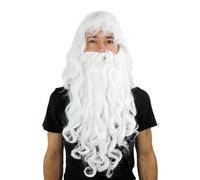 Perruque & Barbe Père Noël Blanc Bouclé Magicien St.Nicolas Carnaval