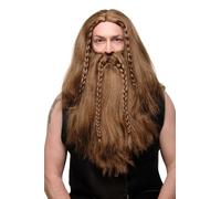 Perruque & Barbe Perruque Masculine Germanique Viking Barbare Naine Braun Long