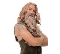 Perruque & Barbe Tressée Homme Carnaval Nain Viking Barbare Braun Mélange