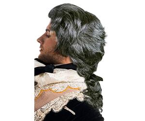 Perruque baroque grise avec tresse | gentilhomme | prince | comte | vampire | Dracula - l'accessoire parfait pour votre déguisement/costume pour le carnaval ou Halloween