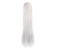 Perruque blanche argentée en soie haute température, postiche de cosplay long et lisse pour fête de vacances, activité à thème, texture douce réaliste, style polyvalent,