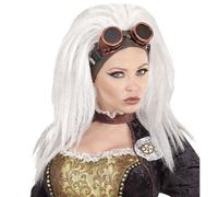 Perruque Blanche Steampunk Avec Lunettes Multicolore