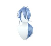 Perruque bleue de cheveux longs et raides avec frange résistante à la chaleur pour fête d'Halloween