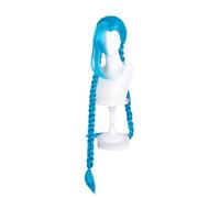 Perruque bleue tressée longue et raide avec frange pour cosplay