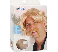 Perruque blonde avec moustache