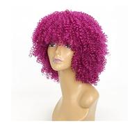 Perruque Blonde Courte 15 Pouces Rose Courte Afro Bouclée Perruques Pour Femmes Afro Crépus Bouclés Perruque Avec Frange Fibre Synthétique Fausses Perruques Grises Pour Femmes (1 15 Pouces)