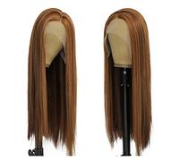 Perruque Blonde Courte À Reflets Bruns - Perruque Synthétique En Dentelle Synthétique Pour Femme - Densité De 180% - Longue Ligne Droite - 45,7 À 71,1 Cm - Perruque En Fibre Résistante À La Chaleur