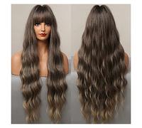 Perruque Blonde Courte Marron Foncé Longue Vague D'Eau Perruques De Cheveux Synthétiques Pour Femmes Noires Perruques De Fête Cosplay Avec Frange Perruques Grises En Fibre Haute Température Pour Femm
