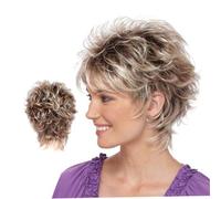 Perruque blonde courte, perruques à cheveux courts réglables en couches moelleux, perruques mates synthétiques à respiration pour femmes - Gold Ash