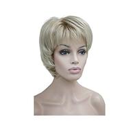 Perruque Blonde Courte Perruques Naturelles Moelleuses Blondes Cendrées Cheveux Courts Et Raides Perruque Synthétique Complète Perruques Grises Pour Femmes (2 À 6 Pouces)