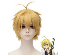 Perruque blonde courte queue droite anti-distorsion 30 cm Dragon Sin of Wrath Meliodas Cosplay Perruque (jetable)