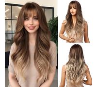 Perruque Blonde D'ombre Brune Perruque Synthétique De 24 Pouces De Long Avec Une Ligne De Tête Naturelle De Haute Densité Perruques De Cheveux Permanents À La Chaleur Pour Les Femmes
