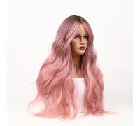 Perruque Blonde Ombrée Longue De 26 Pouces Avec Frange Pour Femme,Perruques Ondulées Naturelles En Couches,Fibre Synthétique,Facile à Coiffer,RéSistante à La Chaleur,Bonnet Réglable(G)