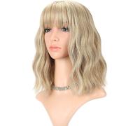 Perruque Blonde Ondulée Courte - Coupe Au Carré Épaules - Pour Femme - Style 2025