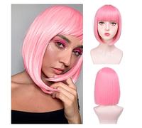 Perruque Blonde Perruques Courtes Droites Noires Pour Femmes Partie Moyenne Rouge Pour Lolita Cosplay Party Cheveux Naturels Perruques Grises Pour Femmes (Color : 02)