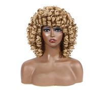 Perruque Blonde Perruques Courtes Pour Femmes Noires Gonflées Crépues Bouclées Avec Frange Synthétique Naturel Orange Rouge Blonde Perruque Gris Perruques Pour Femmes (1 12 Pouce)