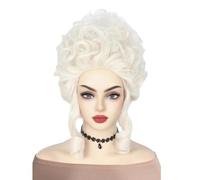 Perruque blonde platine de 30 cm, cheveux courts et bouclés de style reine, for cosplay et Halloween (perruques for femmes) Effet naturel et Volumineux