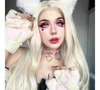 Perruque blonde platine pour femme - Cheveux longs ondulés pré-bouclés - Sans colle - Fibre synthétique haute température