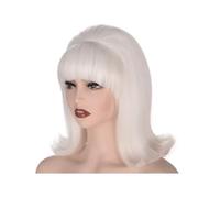 Perruque Blonde Style Ruche Avec Frange Rétro For Femme Années 60-70, Bouffant, For Déguisement Vintage, Cosplay Fête D'Halloween(WHITE)