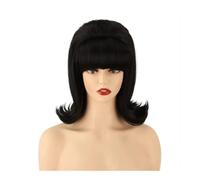 Perruque Blonde Style Ruche Avec Frange Rétro For Femme Années 60-70, Bouffant, For Déguisement Vintage, Cosplay Fête D'Halloween(Natural Black)