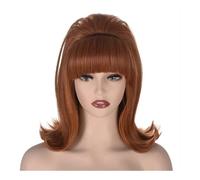 Perruque Blonde Style Ruche Avec Frange Rétro For Femme Années 60-70, Bouffant, For Déguisement Vintage, Cosplay Fête D'Halloween(Brown)