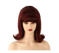 Perruque Blonde Style Ruche Avec Frange Rétro For Femme Années 60-70, Bouffant, For Déguisement Vintage, Cosplay Fête D'Halloween(Red)