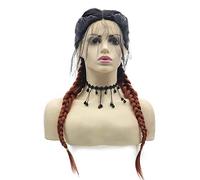 Perruque blonde tressée double pleine dentelle - Perruques afro longues pour femme noire - Sans colle - Tresse française réaliste - Cheveux synthétiques résistants à la chaleur - Cosplay - Drag