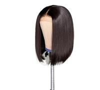 Perruque Bob 13x4 HD lisse avec lace front, cheveux humains sans colle, pré-décolorés et épilés, for femmes noires pour Femme Charmant(10inch)
