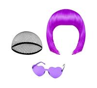 Perruque bob - Bijou de tête de cosplay fluo - Perruque d'Halloween - Pour femmes et filles - Représentations sur scène - Créateur de contenu - Soirées à thème, conventions de bande dessinée, fêtes