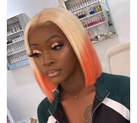 Perruque Bob blonde courte et droite, perruques ombrées de cheveux synthétiques naturels, perruque en fibre synthétique de cheveux courts, for femmes cosplay utilisation quotidienne de fête.(Style B)