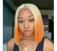 Perruque Bob blonde courte et droite, perruques ombrées de cheveux synthétiques naturels, perruque en fibre synthétique de cheveux courts, for femmes cosplay utilisation quotidienne de fête.(Style A)