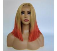 Perruque Bob blonde courte et droite, perruques ombrées de cheveux synthétiques naturels, perruque en fibre synthétique de cheveux courts, for femmes cosplay utilisation quotidienne de fête.(With smal