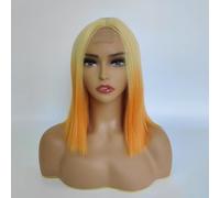Perruque Bob blonde courte et droite, perruques ombrées de cheveux synthétiques naturels, perruque en fibre synthétique de cheveux courts, for femmes cosplay utilisation quotidienne de fête.(With smal