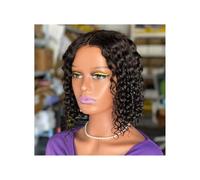 Perruque Bob bouclée en cheveux humains 5x5, perruques sans colle à porter et à emporter for femmes noires, densité 180, 12 pouces