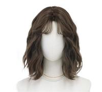 Perruque Bob Brown Avec Raie Au Milieu, Perruque Ondulée De 35 Cm Pour Femme, Perruque Synthétique Résistante À La Chaleur, Aspect Naturel, Idéale Pour Un Usage Quotidien Ou Festif.