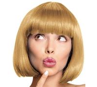 Perruque bob, cabaret, Pageboy, perruque Charleston, pour carnaval et fête à thème, 13 couleurs (vert) (blond)