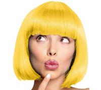 Perruque bob, cabaret, Pageboy, perruque Charleston, pour carnaval et fête à thème, 13 couleurs (vert) (jaune)