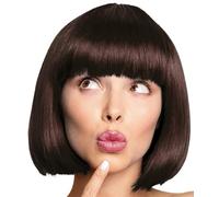 Perruque bob, cabaret, Pageboy, perruque Charleston, pour carnaval et fête à thème, 13 couleurs (vert) (marron)