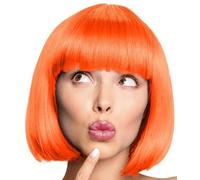 Perruque bob, cabaret, Pageboy, perruque Charleston, pour carnaval et fête à thème, 13 couleurs (vert) (orange)