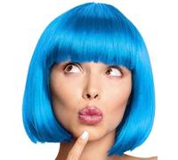 Perruque bob, cabaret, Pageboy, perruque Charleston, pour carnaval et fête à thème, 13 couleurs (vert) (turquoise)