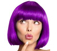 Perruque bob, cabaret, pageboy, perruque Charleston, pour carnaval et fête à thème, 13 couleurs (vert) (violet)