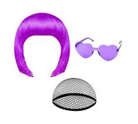 Perruque Bob Courte | Accessoire Cosplay Néon - Perruque Cosplay Halloween | Pour Femmes Filles Spectacle Événements À Thème Conventions Comics Fêtes Déguisées