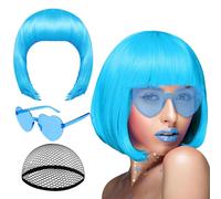 Perruque Bob Courte Accessoire De Tête Néon Pour Déguisement