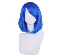 Perruque Bob courte droite de 12 pouces/30 cm, perruque de Cosplay en Fiber synthétique résistante à la chaleur for fête Effet naturel et Volumineux(Dark blue)