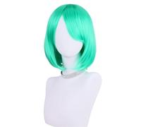 Perruque Bob courte droite de 12 pouces/30 cm, perruque de Cosplay en Fiber synthétique résistante à la chaleur for fête Effet naturel et Volumineux(Green)