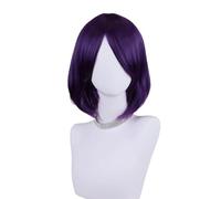 Perruque Bob courte droite de 12 pouces/30 cm, perruque de Cosplay en Fiber synthétique résistante à la chaleur for fête Effet naturel et Volumineux(Purple)