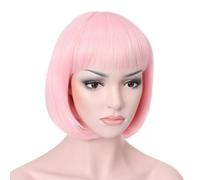 Perruque Bob courte et lisse Onedor de 25 cm (T1911 - Rose clair)