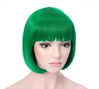 Perruque Bob courte et lisse Onedor de 25 cm (T2615 - Verte)