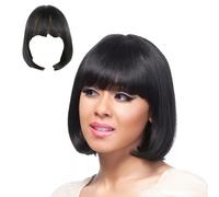 Perruque Bob Courte GIEEU, Noir, WIG, Taille Brève, Bob With Bangs, Perruques pour Femmes porter au Quotidien